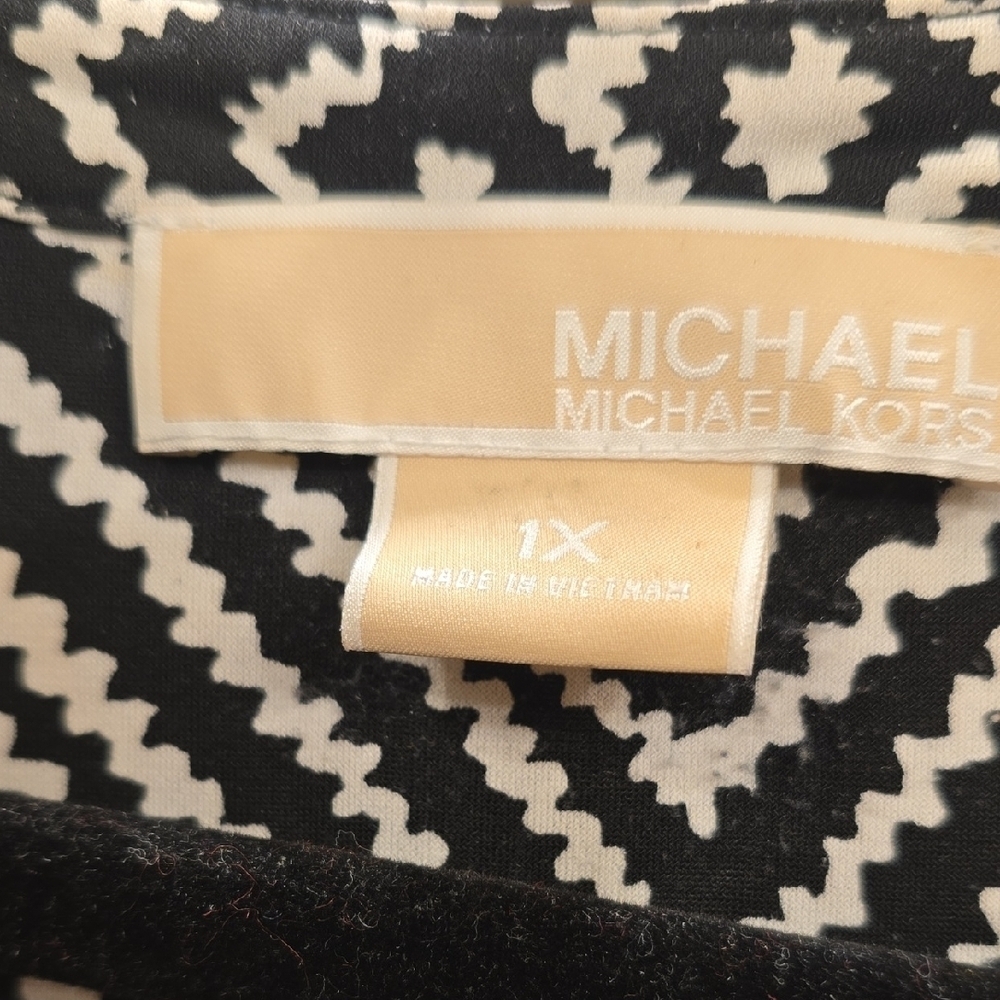 Michael Kors Monochrome Patterned Midi Dress Size 1X - Picture 2 of 15